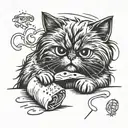 persian cat eating a burrito tattoo design idea