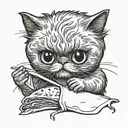 persian cat eating a burrito tattoo design idea