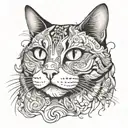 flat face cat tattoo design idea