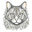 flat face cat tattoo design idea