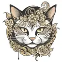 squished face cat tattoo design idea