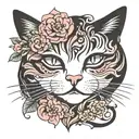squished face cat tattoo design idea