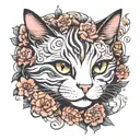 squished face cat tattoo design idea