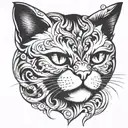 squished face cat tattoo design idea