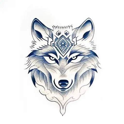 wolf and spider  tattoo design idea