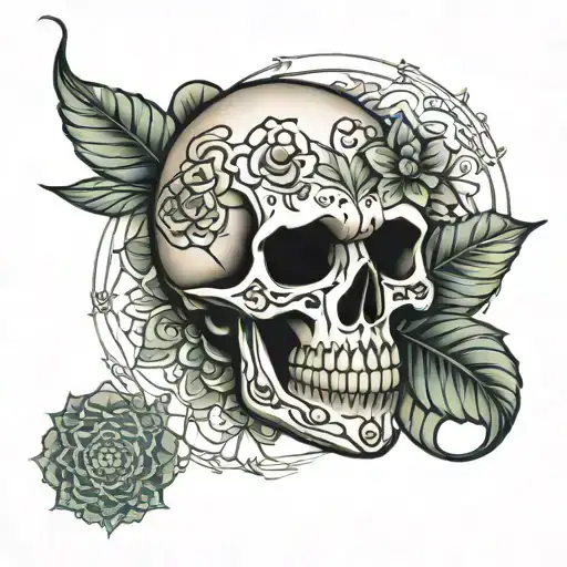 skull and mandala design tattoo design idea