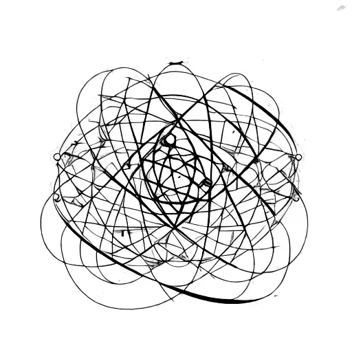 physics, atoms, quarks and gluons with nuclear equations  tattoo design idea
