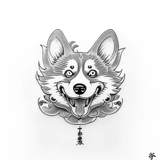 corgi komainu tattoo design idea