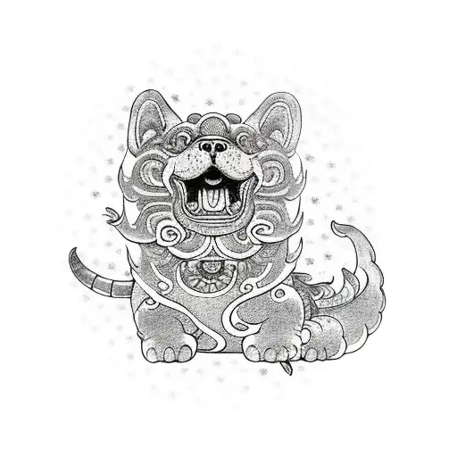 corgi komainu statue tattoo design idea