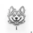 corgi komainu tattoo design idea