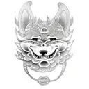 corgi komainu tattoo design idea