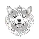corgi komainu tattoo design idea