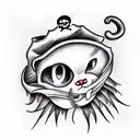 a full-length pirate cat tattoo design idea