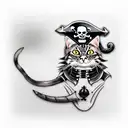 a full-length pirate cat tattoo design idea