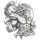 A modern interpretation of Zeus wielding a lightning bolt tattoo design idea