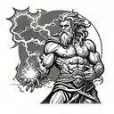 A modern interpretation of Zeus wielding a lightning bolt tattoo design idea