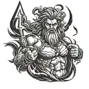 A modern interpretation of Zeus wielding a lightning bolt tattoo design idea