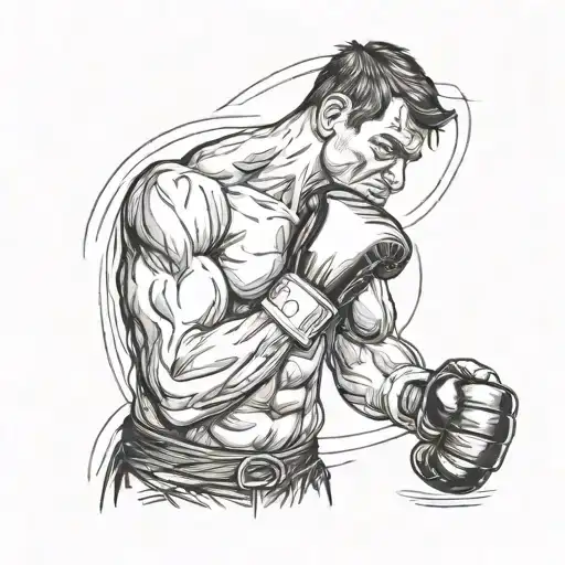 the boxer punching tattoo design idea