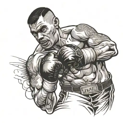 the boxer punching tattoo design idea