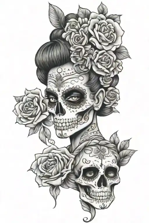 day of the dead  tattoo design idea