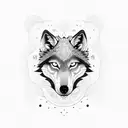 Magical wolf in a library tattoo design idea