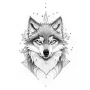 Magical wolf in a library tattoo design idea