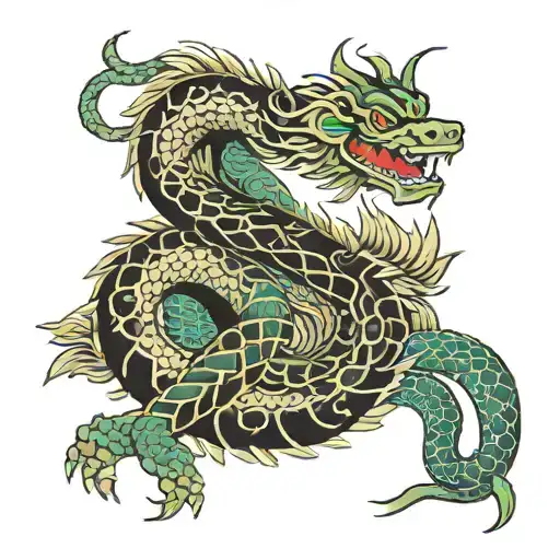 Kukulkan serpent coiled tattoo design idea