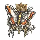 butterfly with knife and brass knuckles tattoo design idea