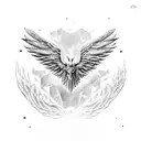 wings with elite dangerous elite togo in the middle down tattoo design idea