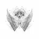 wings with elite dangerous elite togo in the middle down tattoo design idea