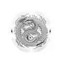 Yin and Yang Chineses dragon piercing through tattoo design idea