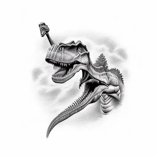 dinosaur sleeve tattoo design idea