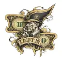 "Trust in DP" on a dollar bill tattoo design idea