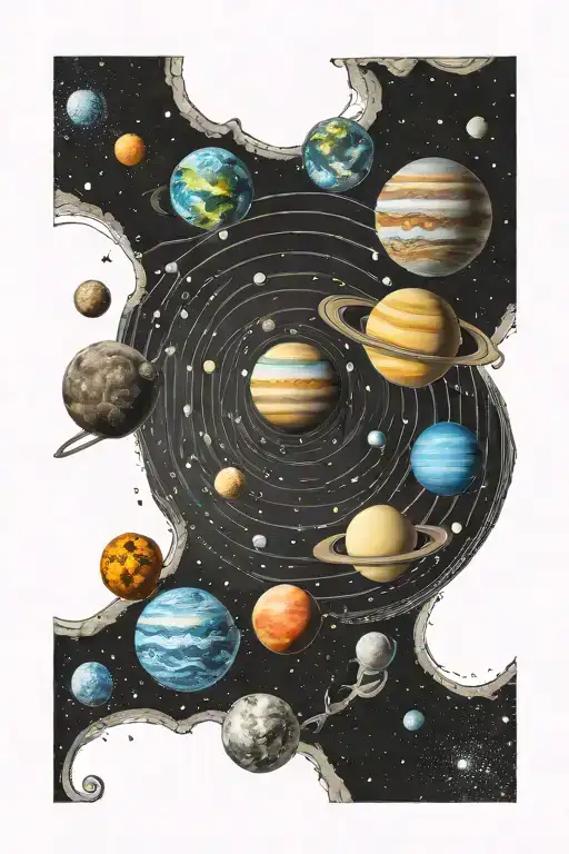 solar system tattoo design idea