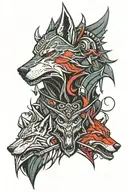 witcher 3 wolf head, assassin creed logo, ghost of Tsushima tattoo design idea