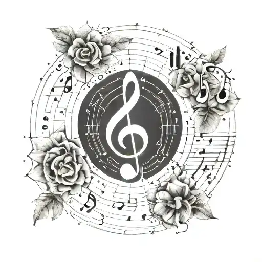 Create a tattoo of the circle of fifths with notes and associated chords tattoo design idea