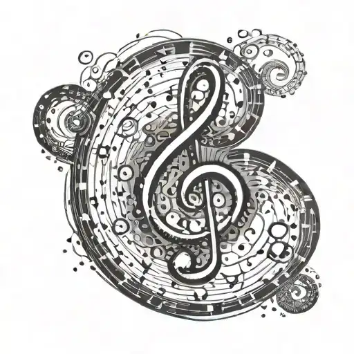 Create a tattoo of a music note made up of the circle of fifths tattoo design idea