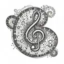 Create a tattoo of a music note made up of the circle of fifths tattoo design idea