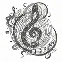 Create a tattoo of a music note made up of the circle of fifths tattoo design idea