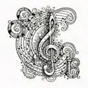 Create a tattoo of a music note made up of the circle of fifths tattoo design idea