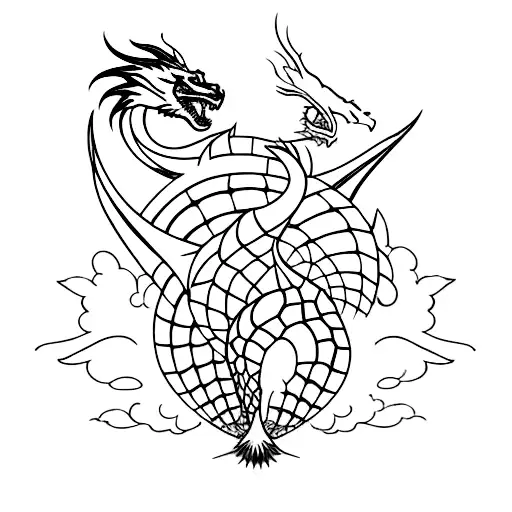 A majestic dragon wearing an AC Milan jersey flying over the San Siro stadium tattoo design idea