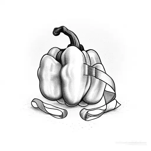 bell pepper with ribbon tattoo design idea