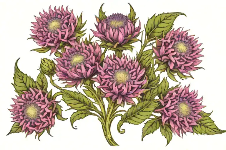 Knapweed blue classic neck heraldic ornament tattoo design idea