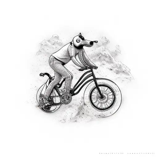 seal riding bike tattoo design idea