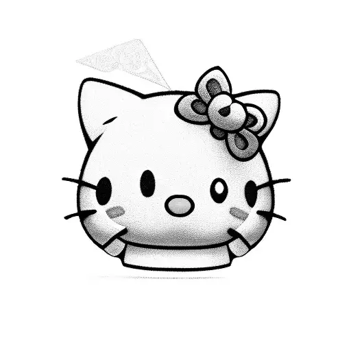 hello kitty with flowers tattoo design idea