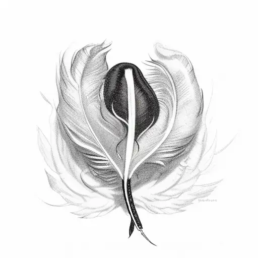 there is a white feather in the middle. A black snake coils around him tattoo design idea