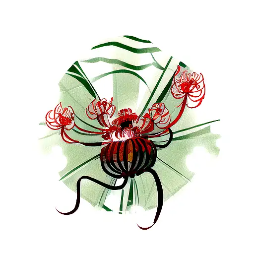 Design a Japanese-themed tattoo incorporating spider lilies tattoo design idea