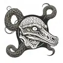 Eyes with the abyss, death, suicide, hopelessness, hell, loneliness and a snake crawling around them tattoo design idea