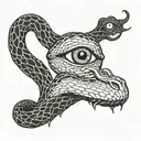Eyes with the abyss, death, suicide, hopelessness, hell, loneliness and a snake crawling around them tattoo design idea