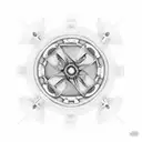 a circle with 4 tradionel object from usa tattoo design idea